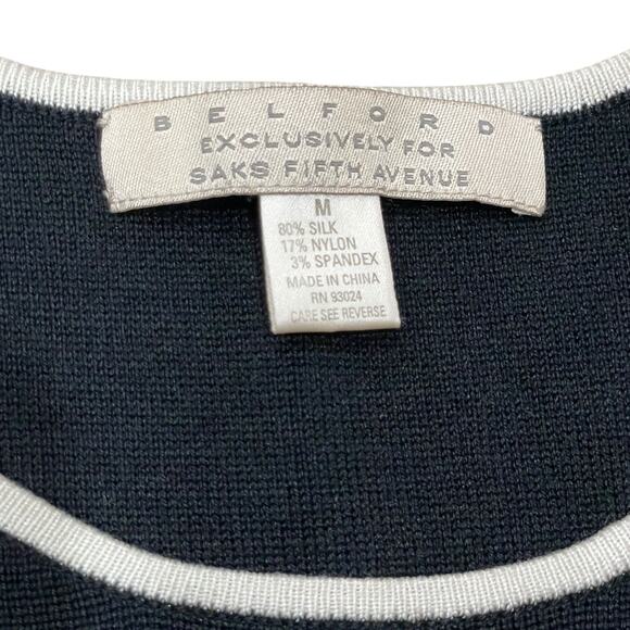 Vintage Belford Saks Fifth Avenue 90s Y2K Silk Blend Tank Womens M Top Black - Picture 2 of 5